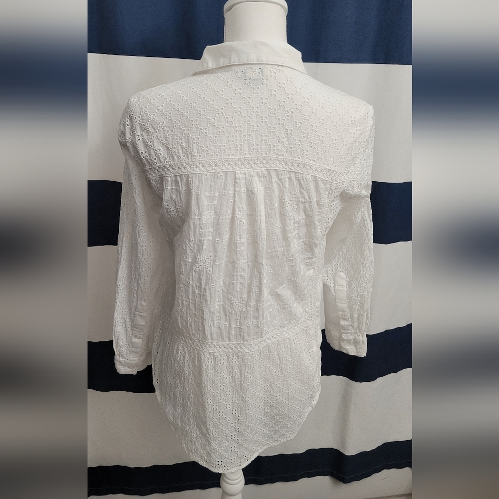 Sundance Women's White 100% Cotton Eyelet Blouse | Size XS-P - Picture 2 of 5